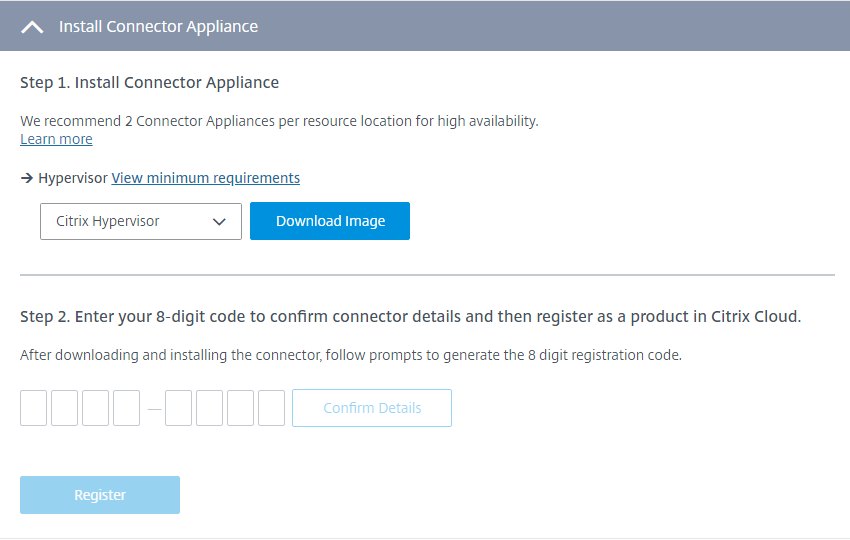 The Install Connector Appliance task