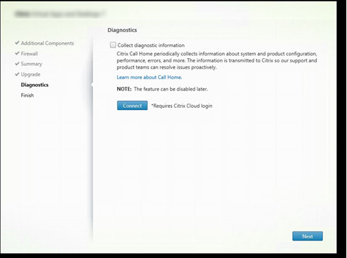 Diagnostics page in component installer