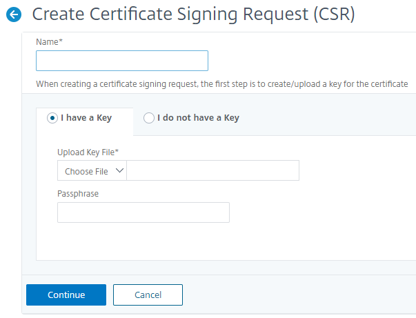 Create key pair CSR