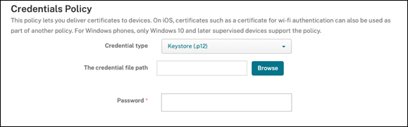 Device Policies configuration screen