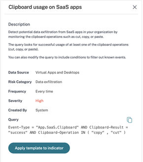 Clipboard usage template