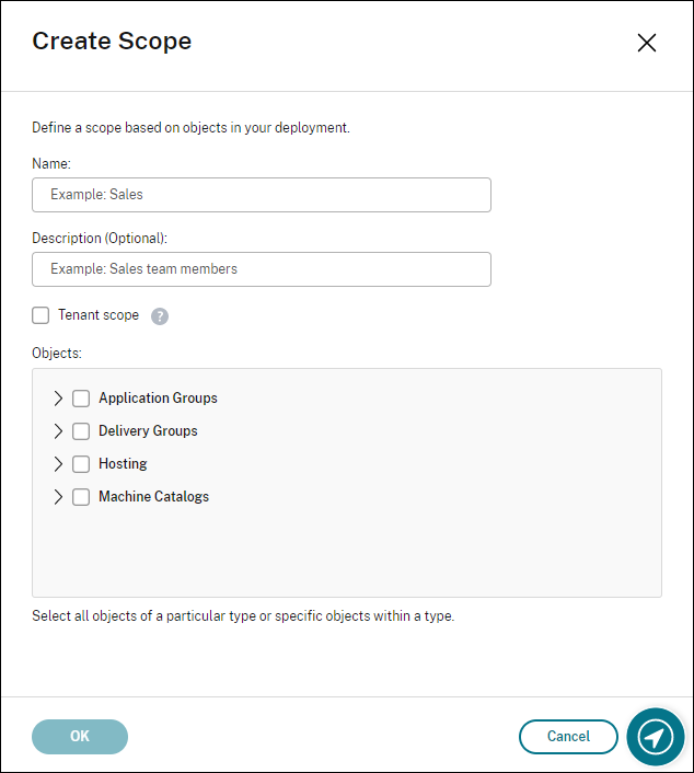 Create Scope dialog box