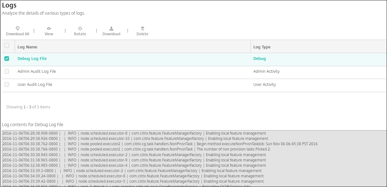 Image of debug log example