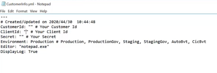 Example customerinfo.yml file