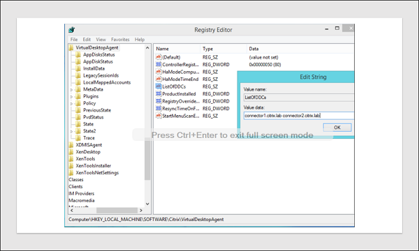 Update ListOfDDCs registry key on VDAs