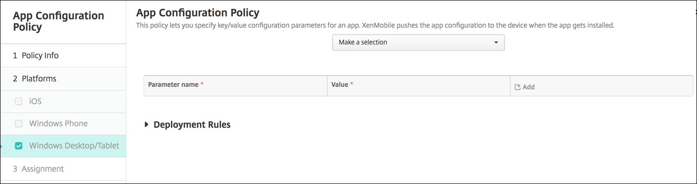 Image of Device Policies configuration screen