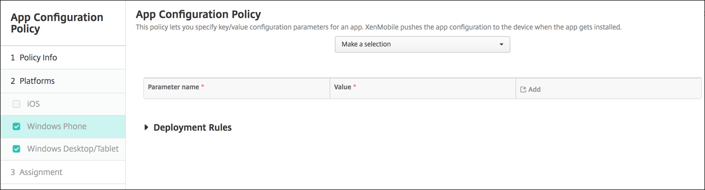 Image of Device Policies configuration screen