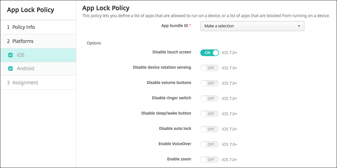 Image of Device Policies configuration screen