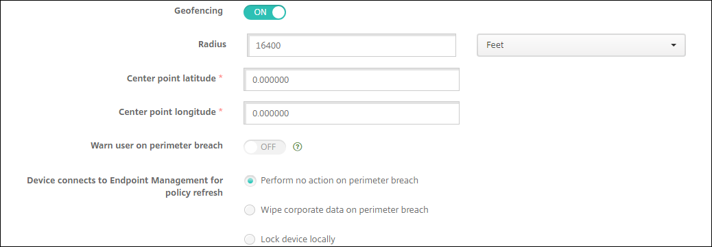 Device Policies configuration screen