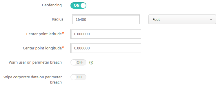 Device Policies configuration screen