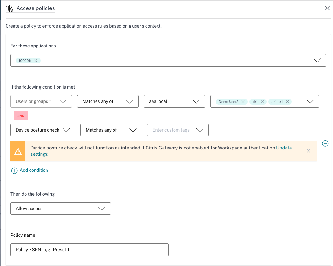 Adaptive access match conditions