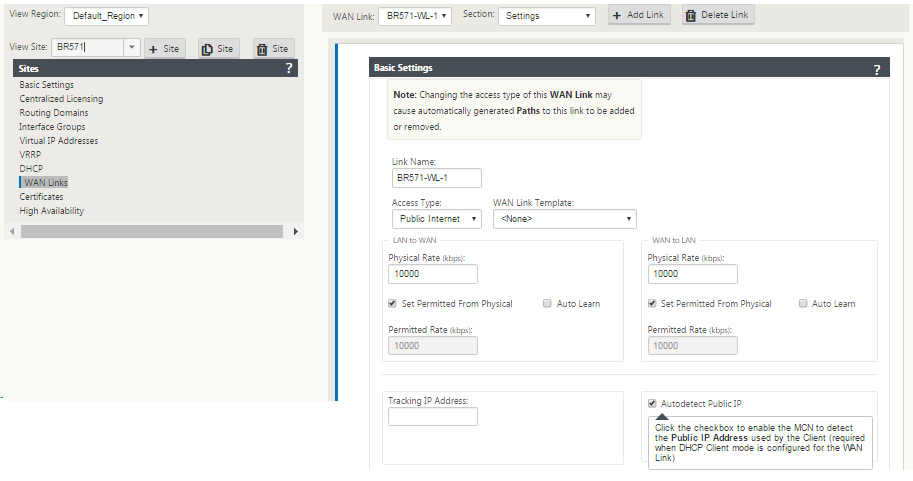 DHCP client WAN links