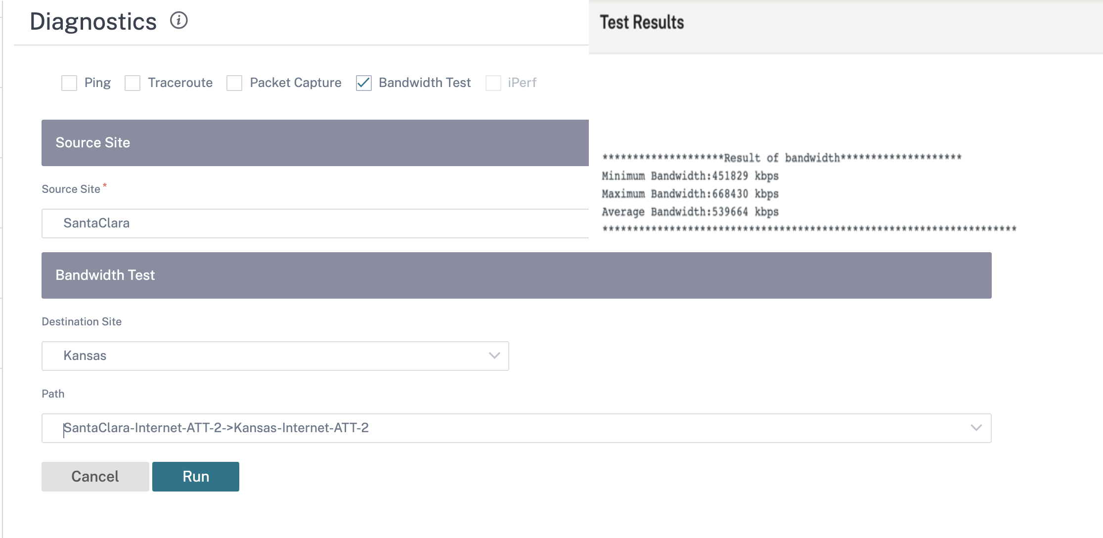 Bandwidth test