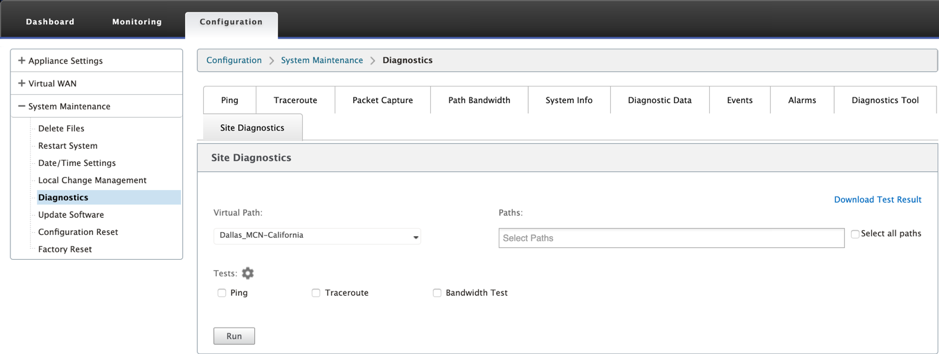 Site diagnostics