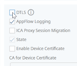 Clear the DTLS check box