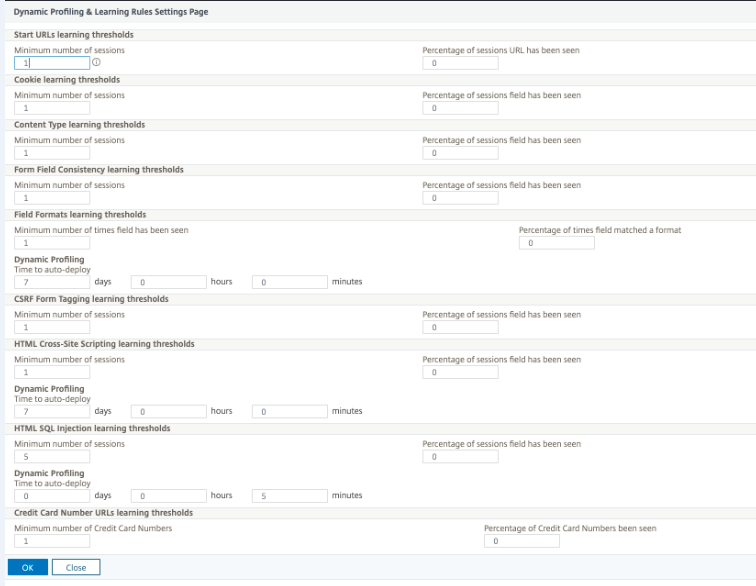 Dynamic profiling section