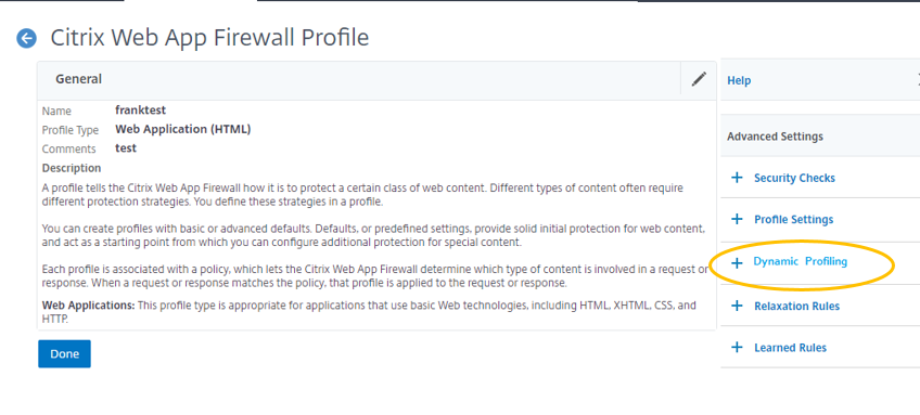 Dynamic profile setting