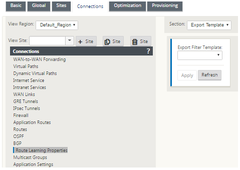 Export route policy template