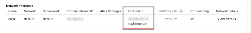 External IP address