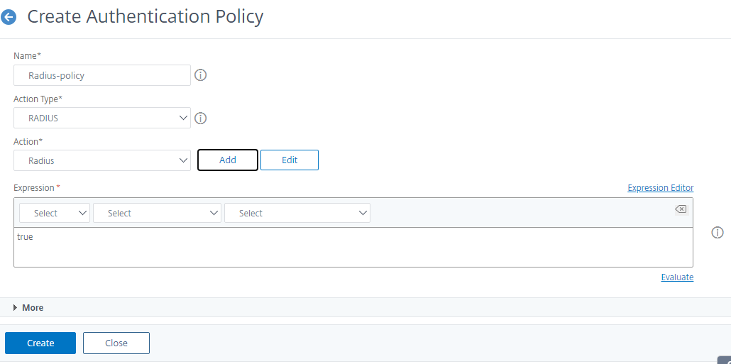 Configure RADIUS policy