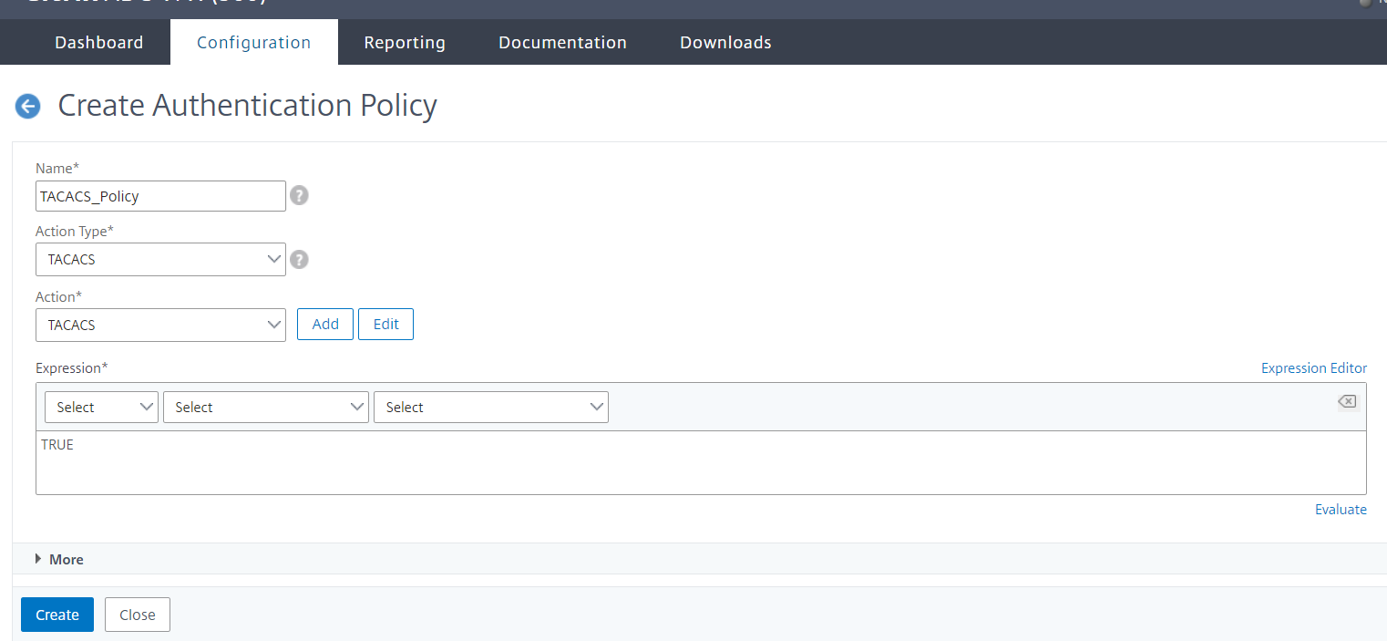 Configure TACACS policy