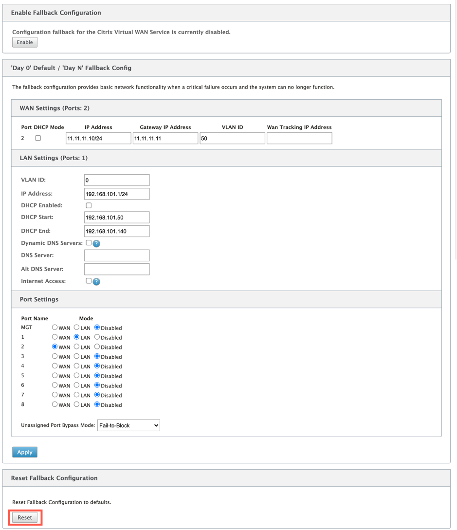 Enable fallback configuration