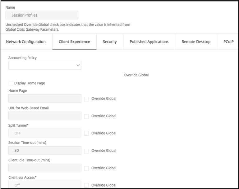 Client experience tab settings