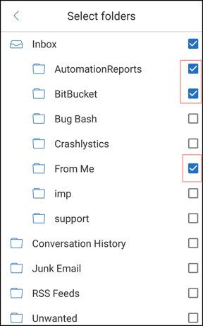 Selecting subfolders