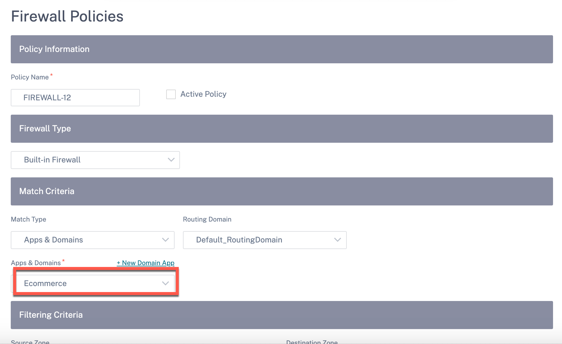 Firewall profile custom application