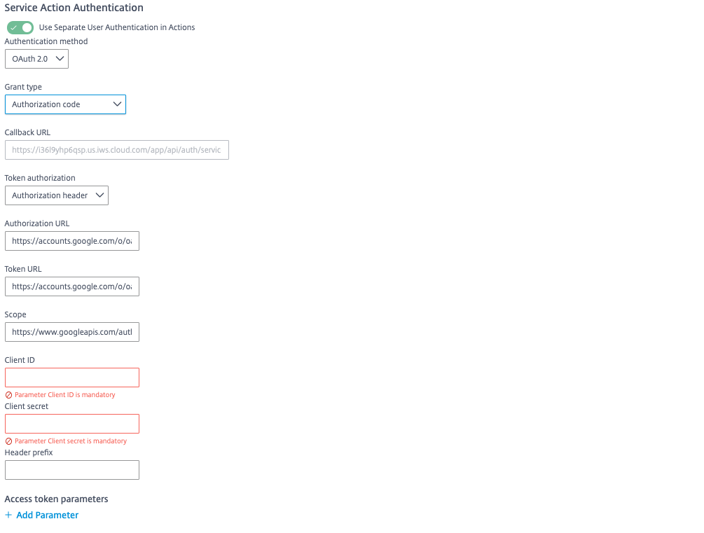 Google Directory Service Action Authentication