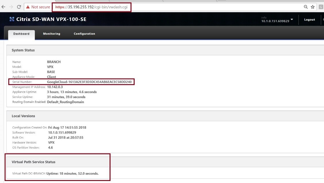 Access SD-WAN SE VPX instance