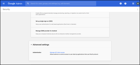 Image of Google administrator console