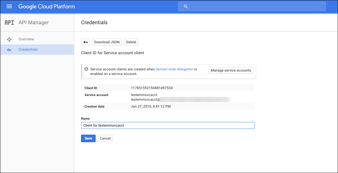 The account authorization details