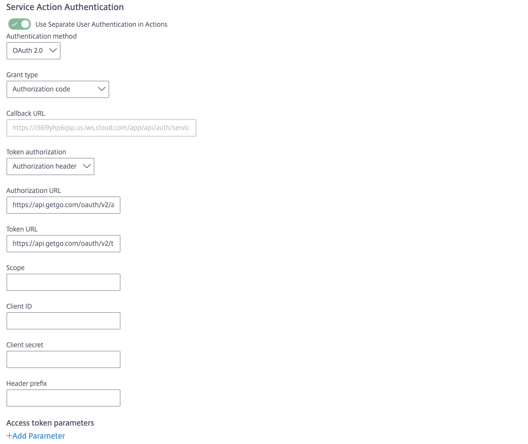 Service Action Authentication