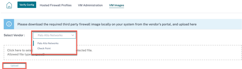 Hosted firewall virtual machine image