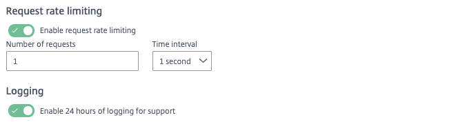 Rate limiting and logging toggles