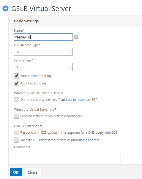 GSLB virtual server