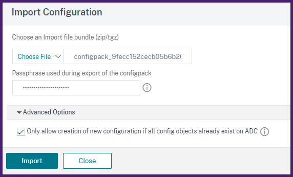 Import configuration