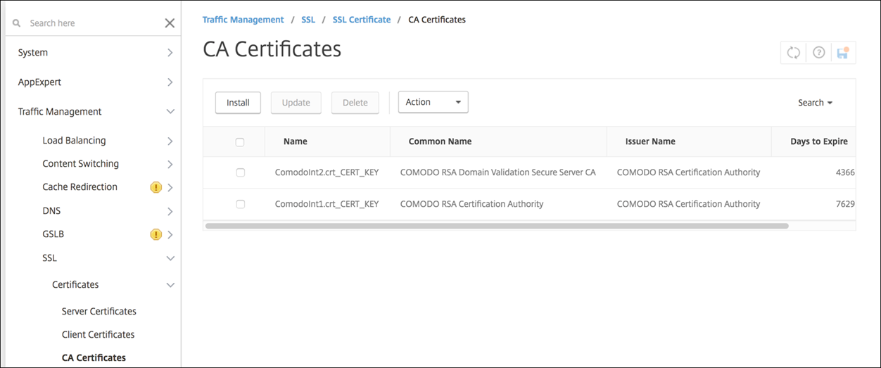 Citrix Gateway configuration screen