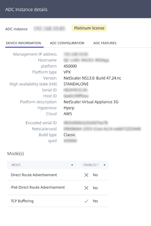 Instance details