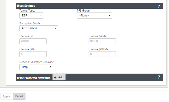 IPsec tunnel settings