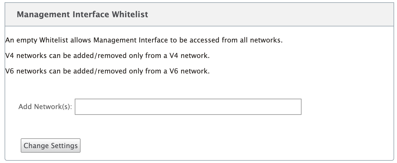 Management interface allow list