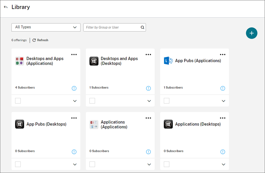 Library page in Citrix Cloud console