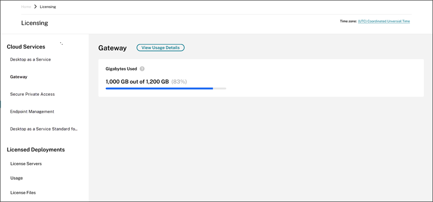 Licensing summary view