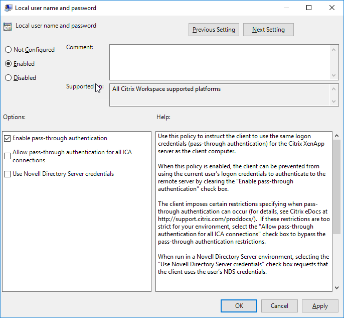 Enable pass-through authentication