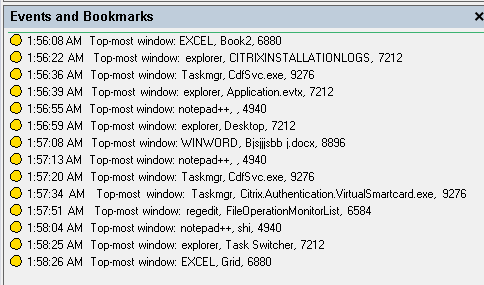 Image of logging top-most window activities