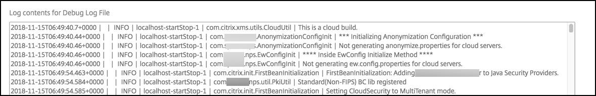 Debug log example