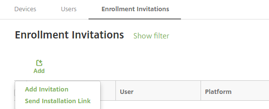 Image of Add Invitation menu