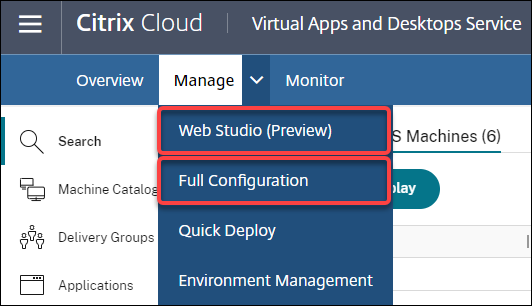 Manage tab menu