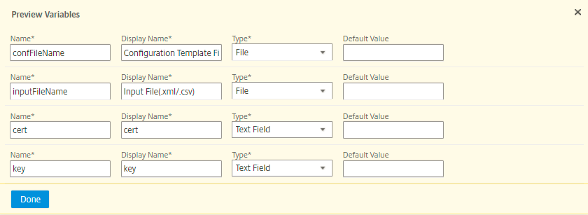 Edit parameters